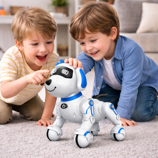 TurboTappancs – távirányítós interaktív robot kutya, hangokkal, angol szavak tanításával, tánc funkcióval – USB újratölthető, kék (BBJ)