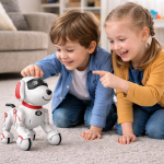 TurboTappancs – távirányítós interaktív robot kutya, hangokkal, angol szavak tanításával, tánc funkcióval – USB újratölthető, piros (BBJ)