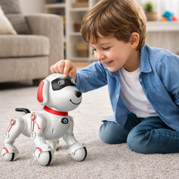 TurboTappancs – távirányítós interaktív robot kutya, hangokkal, angol szavak tanításával, tánc funkcióval – USB újratölthető, piros (BBJ)