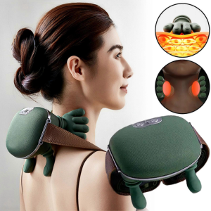 Vezeték nélküli 4D nyakmasszírozó fűtéssel – Hordozható akupresszúrás nyak- és hátmasszírozó, újratölthető váll- és izomlazító készülék (BBM)(THM)(BBD)