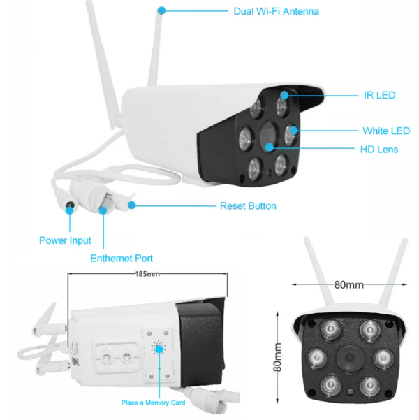 Wifi IP CCTV kültéri vezeték nélküli vízálló kamera színes éjszakai látással (BBV)