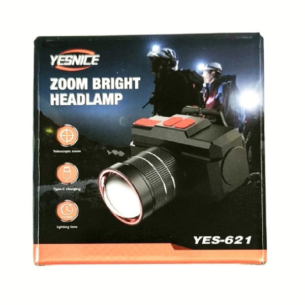 Yesnice YES-621 LED fejlámpa – zoom funkció, nagy fényerő, akkumulátoros, újratölthető kivitel (BBD)