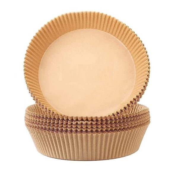 50 db air fryerbe helyezhető kerek sütőpapír - tapadásmentes sütőkosár olaj nélküli sütőhöz - 16 x 4 cm (BBKM)(BBM)