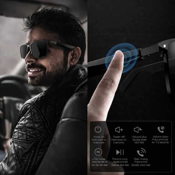 Aemai Smart Bluetooth audio szemüveg – kékfény szűrős okosszemüveg beépített hangszóróval és mikrofonnal (THM)