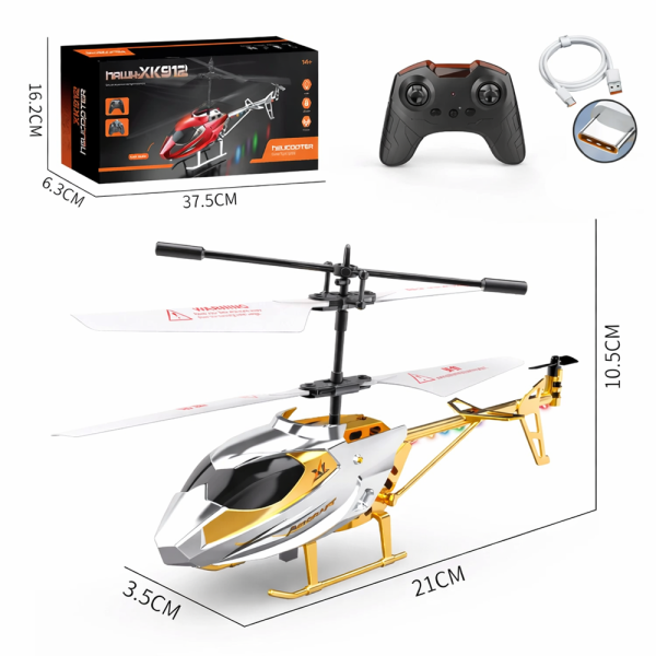 AirStorm RC távirányítós helikopter giroszkóppal – 2.5 csatornás játék helikopter gyerekeknek, arany-ezüst (BBJ)