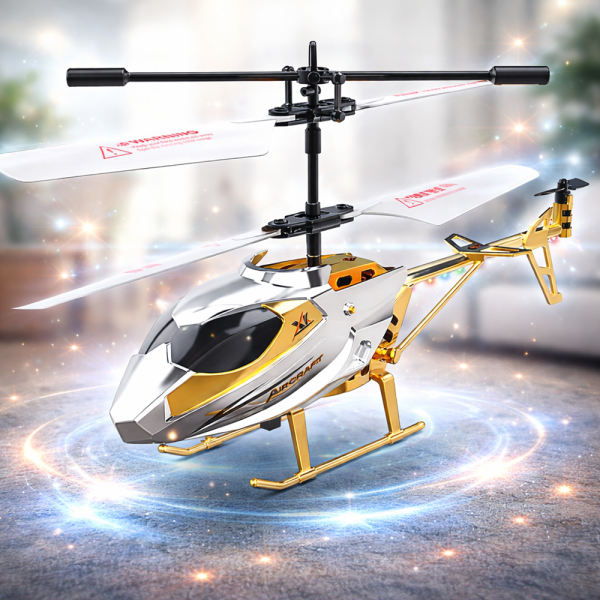 AirStorm RC távirányítós helikopter giroszkóppal – 2.5 csatornás játék helikopter gyerekeknek, arany-ezüst (BBJ)