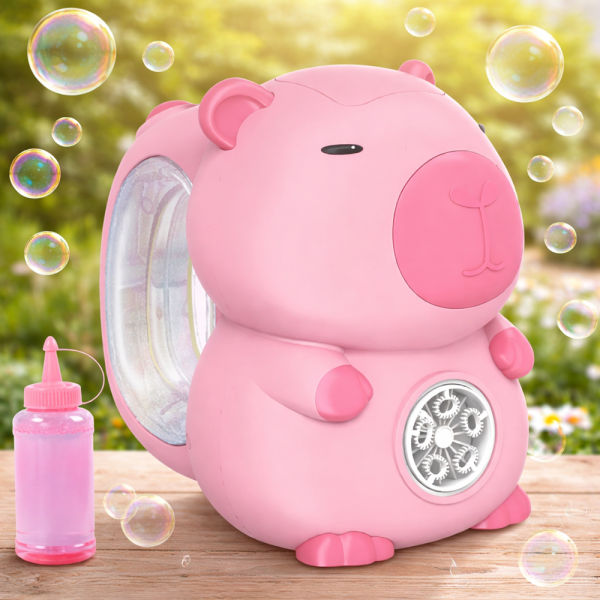 Capybara buborékfújó pisztoly rózsaszín – automata buborékfújó játék gyerekeknek, szappanbuborék gép (BBJ)
