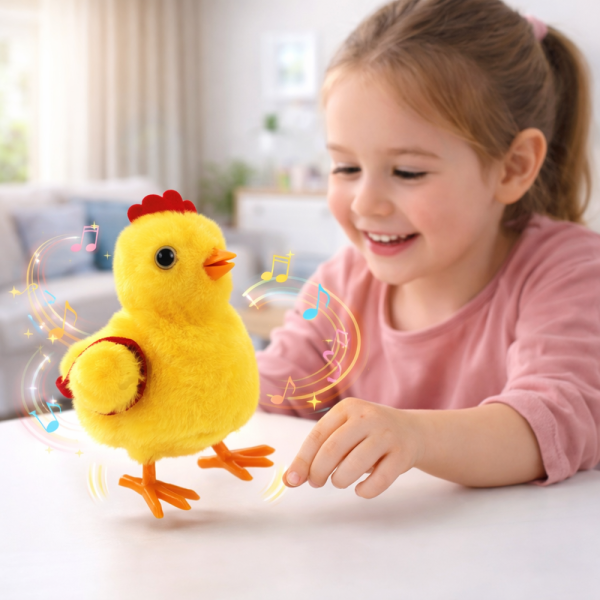 ChickoFun interaktív robot csibe – sétáló és ugráló csirkejáték hanggal és mozgással, elemes játék gyerekeknek (BBJ)