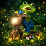 ChlinHuoho napelemes kerti béka lámpa 25,4 × 19,9 × 10 cm – LED dekoráció, kültéri szolár kerti világítás (BBD)