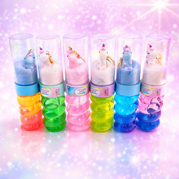 Crystal Mud unikornisos slime játék – színes glitter slime kulcstartós unikornissal gyerekeknek - 1 db ( BBMJ)