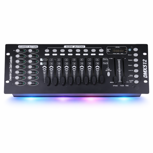 DISCO 192 DMX512 fényvezérlő pult – programozható színpadi világítás kontroller 192 csatornás DMX vezérlő DJ-hez és színpadtechnikához (BBV)