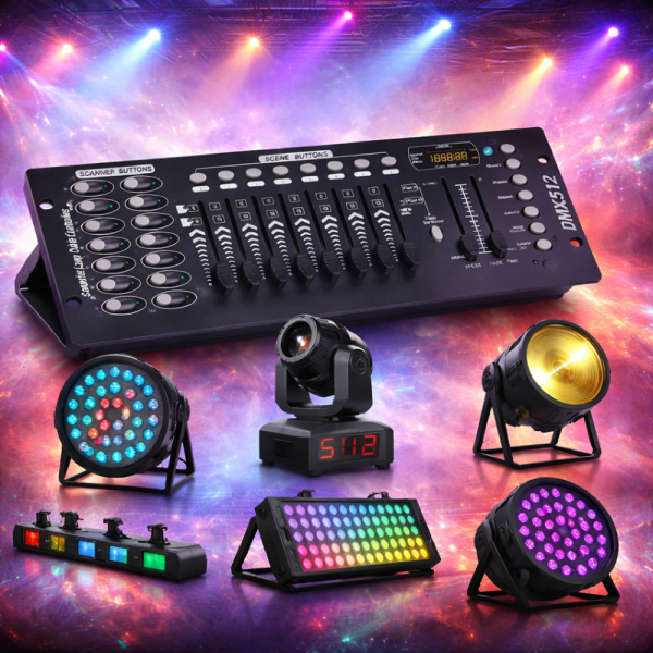 DISCO 192 DMX512 fényvezérlő pult – programozható színpadi világítás kontroller 192 csatornás DMX vezérlő DJ-hez és színpadtechnikához (BBV)