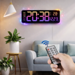 Digitális LED falióra 16” – nagy kijelzős elektronikus óra távirányítóval, állítható fényerő (5526-A) (BBD)