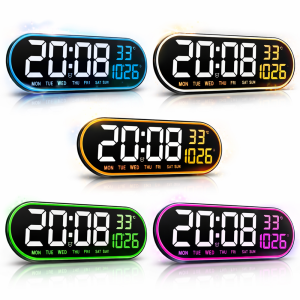 Digitális LED falióra GH8021 – nagy kijelzős, távirányítós elektronikus óra, modern design (BBD)