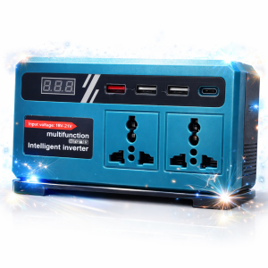 EnerVolt 120W akkumulátoros inverter 18–21V → 220V – 2 csatlakozóval, USB gyorstöltés, kijelző (BBD)