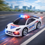 FlashCop interaktív rendőrautó – LED fényes, szirénás játék autó gyerekeknek, 18×9×7 cm (BBJ)
