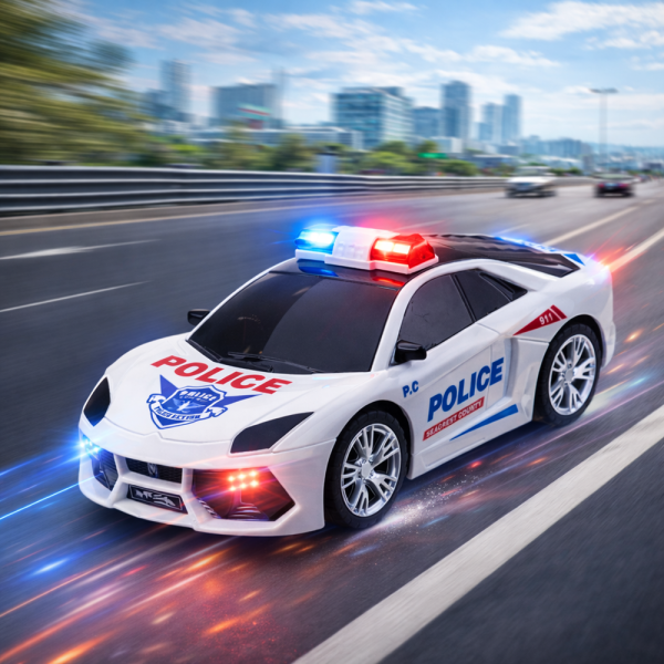 FlashCop interaktív rendőrautó – LED fényes, szirénás játék autó gyerekeknek, 18×9×7 cm (BBJ)