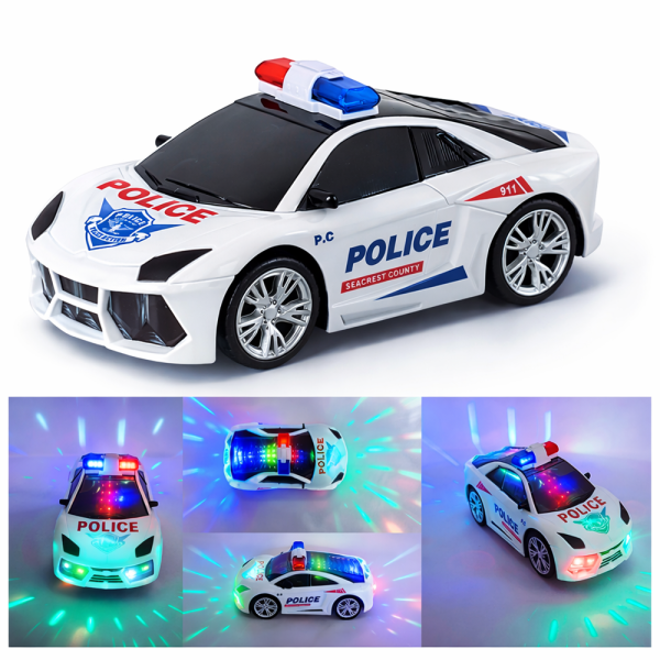 FlashCop interaktív rendőrautó – LED fényes, szirénás játék autó gyerekeknek, 18×9×7 cm (BBJ)