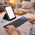 FoldKey összecsukható Bluetooth billentyűzet érintőpaddal – mini vezeték nélküli billentyűzet laptophoz, tablethez és mobilhoz (BBD)