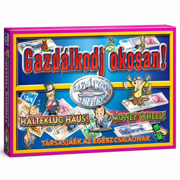 Gazdálkodj okosan retro társasjáték – klasszikus magyar családi társasjáték gyerekeknek és felnőtteknek, 35×25×4 cm (BBMJ)