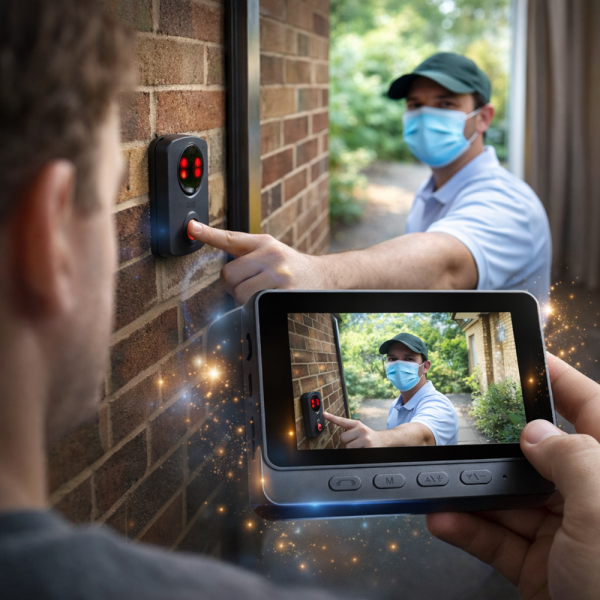 GuardBell WiFi videós kapucsengő monitorral – kétirányú kommunikáció, éjjellátó, IP65 kültéri okos csengő (BBV)
