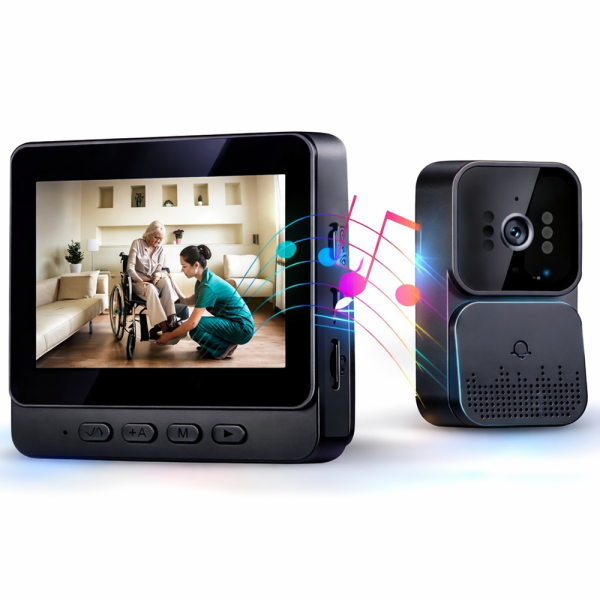 GuardBell WiFi videós kapucsengő monitorral – kétirányú kommunikáció, éjjellátó, IP65 kültéri okos csengő (BBV)