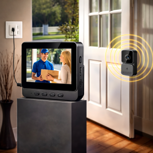 GuardBell WiFi videós kapucsengő monitorral – kétirányú kommunikáció, éjjellátó, IP65 kültéri okos csengő (BBV) 2 (3)