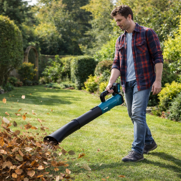 HAYAMI HA-1046 188V akkumulátoros lombfúvó kék – vezeték nélküli kerti levélfújó 7 sebességfokozattal akár 30 000 RPM fordulatszámmal (BBV)