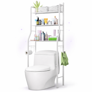 HomeNest fürdőszobai tároló állvány WC fölé – 3 polcos WC fölötti fürdőszobai polcrendszer (BBV)