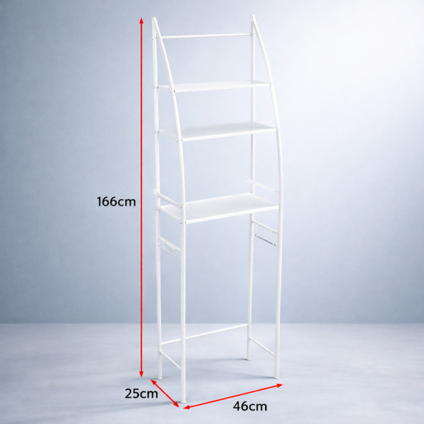 HomeNest fürdőszobai tároló állvány WC fölé – 3 polcos WC fölötti fürdőszobai polcrendszer (BBV)