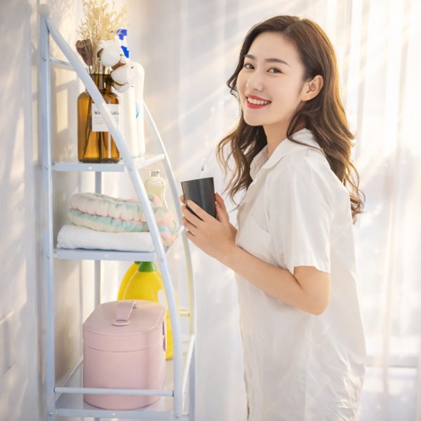 HomeNest mosógép fölé helyezhető tárolópolc – 3 polcos fürdőszobai és mosókonyhai állvány, fehér 68×25×166 cm (BBV)