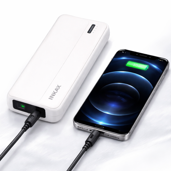 INKAX PB-01A 10 000 mAh power bank – LED kijelzős gyorstöltő külső akkumulátor USB-C és Micro USB porttal (BBD)