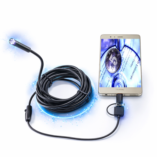 InspectPro 3 az 1-ben endoszkóp kamera – IP67 vízálló USB-C, microUSB és USB csatlakozó, HD kamera 6 LED világítással 10M (BBD)