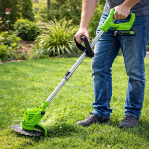 KIYOSHI 48V akkumulátoros szegélynyíró és fűkasza teleszkópos nyéllel – vezeték nélküli elektromos fűszegélyvágó kertbe (BBV) 2