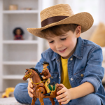 Kevin a Cowboy mozgó lovas akciófigura – hangot adó western cowboy játék lóval gyerekeknek 18×16×6 cm (BBJ)