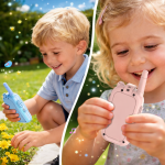 KidConnect videós walkie-talkie gyerekeknek – 2 db-os gyermek adóvevő szett kamerával és kijelzővel (BBD)