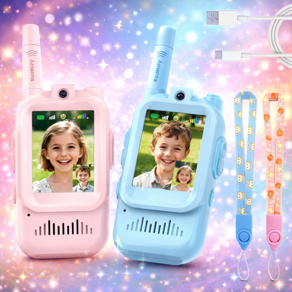 KidConnect videós walkie-talkie gyerekeknek – 2 db-os gyermek adóvevő szett kamerával és kijelzővel (BBD)