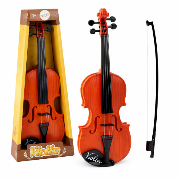 LittleMaestro gyerek játék hegedű vonóval – 4 húros klasszikus játék hangszer gyerekeknek 42 cm (BBJ)