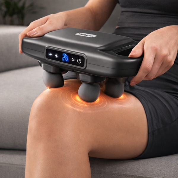 MDHL MD-8078 vibrációs masszírozó készülék – elektromos izommasszírozó 4 cserélhető fejjel izomlazításhoz (BBD)