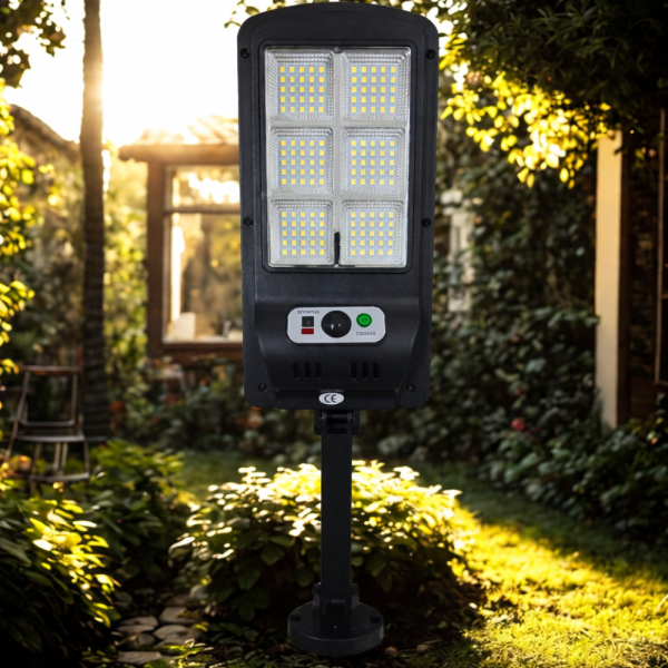 NEXTLY W755-6 kültéri napelemes LED lámpa – mozgás- és fényérzékelős, távirányítós, 3 világítási mód (BBV)