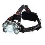 Nagy fényerejű fejlámpa 5 x T6 CREE leddel / akkumulátorral - állítható pántokkal, 4 világítási móddal (BBL)