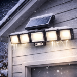 Nexolux napelemes LED fali lámpa – 5 fejes, 300 COB LED-es kültéri biztonsági lámpa mozgásérzékelővel (BBV)