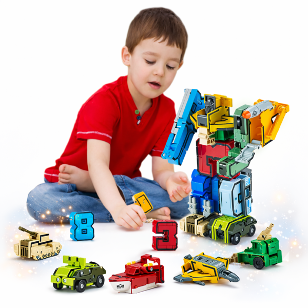 NumberBots átalakítható számrobot készlet – számokból összeépíthető transformer játék gyerekeknek (BBJ)