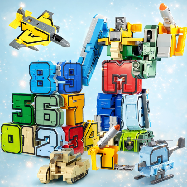 NumberBots átalakítható számrobot készlet – számokból összeépíthető transformer játék gyerekeknek (BBJ)