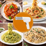 PastaMaster elektromos tésztakészítő – automata hordozható tésztanyomó gép 5 cserélhető tésztaformával (BBM)