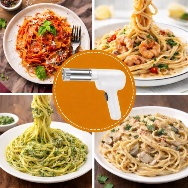 PastaMaster elektromos tésztakészítő – automata hordozható tésztanyomó gép 5 cserélhető tésztaformával (BBM)