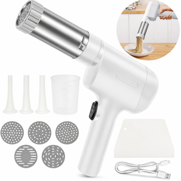 PastaMaster elektromos tésztakészítő – automata hordozható tésztanyomó gép 5 cserélhető tésztaformával (BBM)