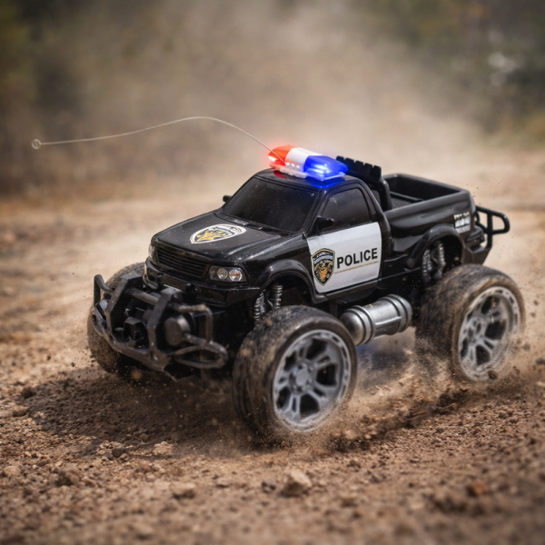 PoliceRover távirányítós rendőr terepjáró – LED világító RC autó gyerekeknek, off-road játék (BBJ)