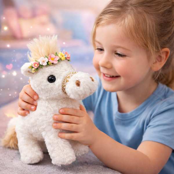 PonyPal interaktív plüss póni – sétáló plüss ló csóváló farokkal, mozgó játék póni gyerekeknek 22 cm (BBJ)