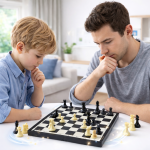 Poptoy klasszikus sakk készlet – stratégiai társasjáték gyerekeknek és felnőtteknek, kompakt sakk szett 11×23×3 cm (BBMJ)